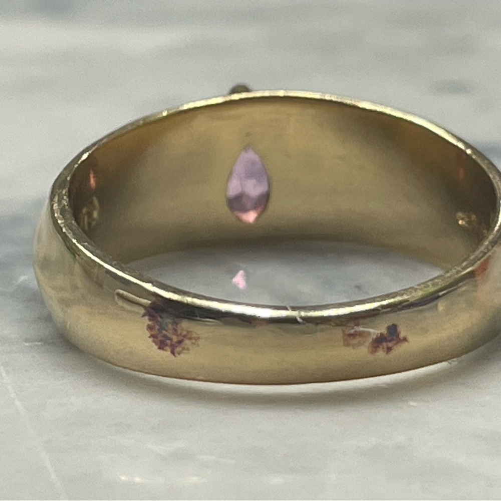 Vintage 1995 Class Ring Gold plated Pink Pear Stone CZ Accent Wildcats HS Size 6 - Picture 15 of 15